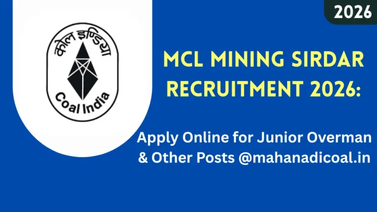 MCL Mining Sirdar Recruitment 2026