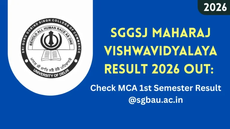 SGGSJ Maharaj Vishwavidyalaya Result 2026 Out